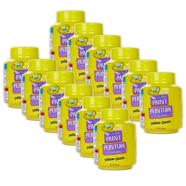 Washable Paint, 2oz, Yellow, 12PK